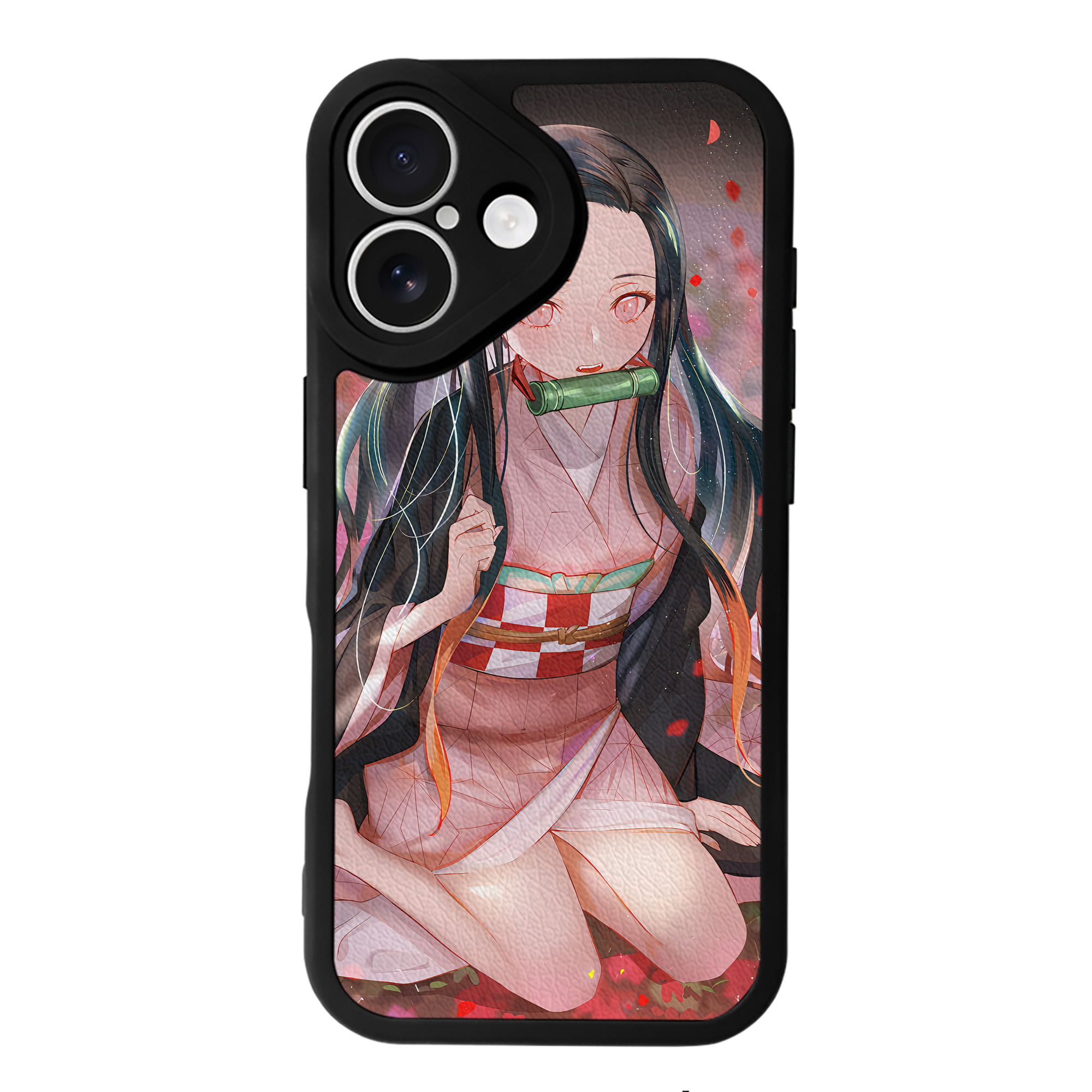 （画像用） 鬼滅の刃（きめつのやいば）竈門 禰󠄀豆子／かまど ねずこ Kamado Nezuko 【iPhone 16シリーズ対応】シリコンスマホケース（レザー調） 材質：シリコン